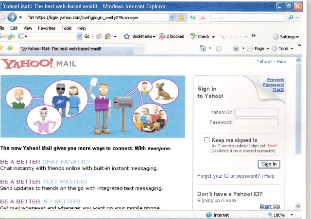 Yahoo’s Email Login Page